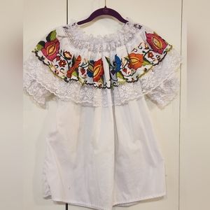 Mexican Embroidered Blouse / Top - XL